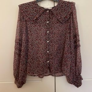 Mango floral blouse with bib collar